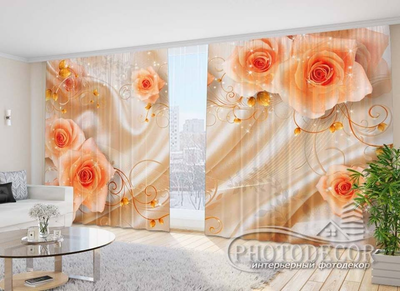 Фото Штори PHOTODECOR "3D Троянди на тканини"
