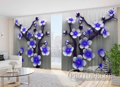 Фото Шторы PHOTODECOR "Синее цветочное дерево" 1 кв.м.