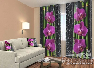 ФотоШтори PHOTODECOR "Малинові орхідеї і бамбук"