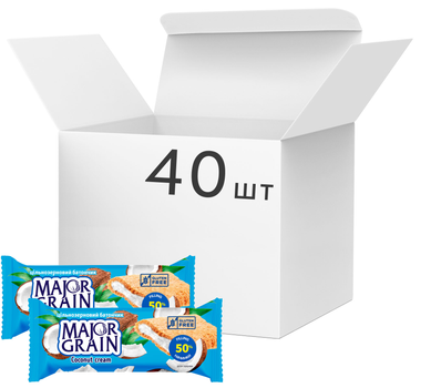 Упаковка мультизлакових батончиків АВК Major Grain з кокосовим кремом 40 г х 40 шт. (4823105809028)