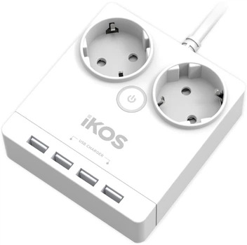 Сетевой фильтр-удлинитель Ikos F24S-U White (0005-CEF)