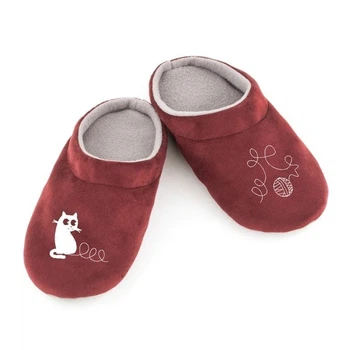 Домашние тапочки с ушками Kotico Котик с клубком Бордо 38-39 (25,5см)