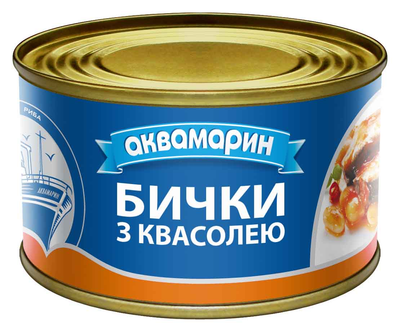 Консерва Аквамарин Бички з квасолею в гострому Т/С 230г (4820183770738)