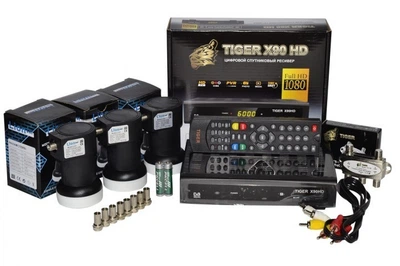 Комплект спутникового ТВ на 2 телевизора Tiger X90 3 спутника (SRK_2T_X90)