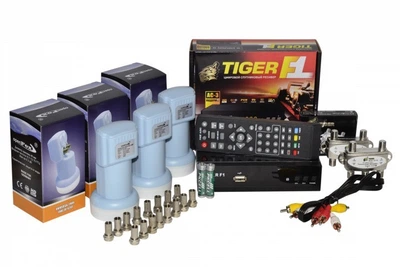Комплект спутникового ТВ на 2 телевизора Tiger F1 HD 3 спутника (SRK_2T_F1)