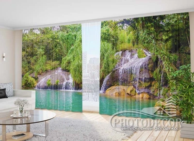 Фото Шторы PHOTODECOR "Водопад на камнях у озера" 1 кв.м
