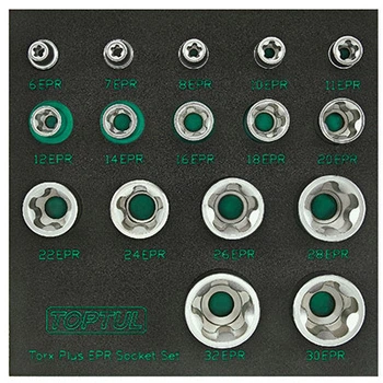 Набор головок Toptul Torx Plus EPR 1/4"-3/8"-1/2" 6EPR-32EPR 16 предметов (GABF1601)