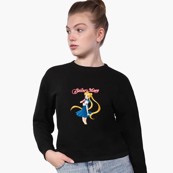 Свитшот для девочек Сейлор Мун (Sailor Moon) (9509-2928-7) 146-152 см Черный