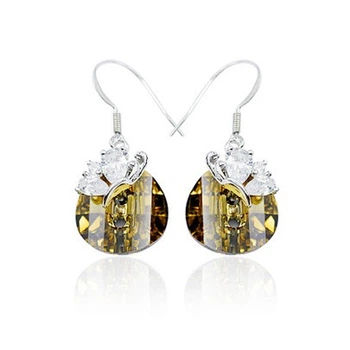 Серьги с кристаллами Сваровски 980566 3см*13мм Коричневый