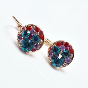 Сережки з кристалами Сваровські 881062xu 2,3см*13мм Різнокольорові