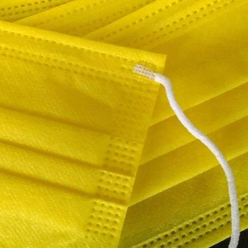 Маски медичні тришарові жовта з мельтблауном (100 шт)