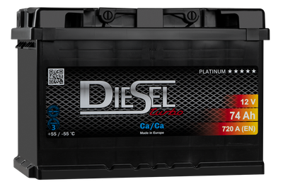 Автомобильный аккумулятор DIESEL 74 Ah 720 A (EN) Premium Ca/Ca
