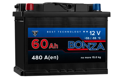 Автомобильный аккумулятор BONZA 60 Ah 480 A (EN) Standart Ca/Ca