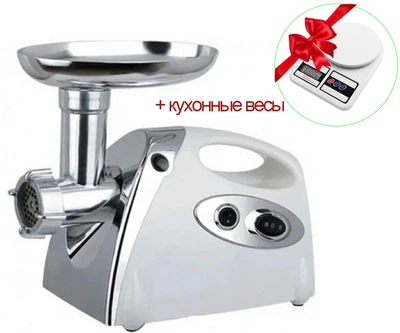Електрична М'ясорубка плюс Соковижималка Rainberg RG 675 3800Вт реверс, для томатів, Кебе Електром'ясорубка Біла