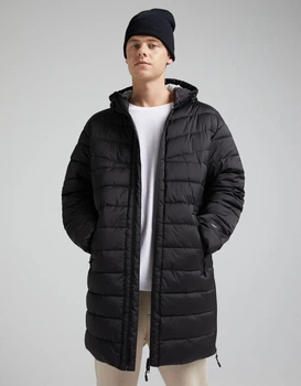 Мужская удлиненная куртка Bershka размер S черная 6847647800