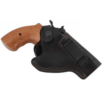Кобура Револьвер 3 поясная + скрытого внутрибрючного ношения не формованная с клипсой (кожа, чёрная)