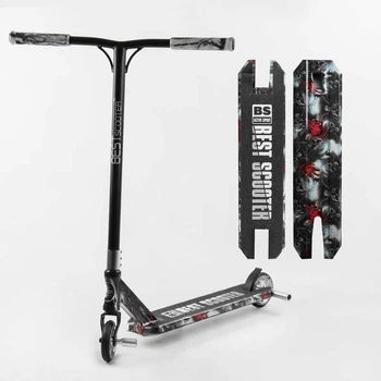 Самокат трюковый Best Scooter BS-77101 HIC-система, ПЕГИ, алюминиевый диск и дека с ПРИНТОМ, колёса PU, d=110мм, ширина руля - 60 см, в коробке