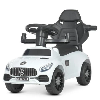 Дитячий толокар-каталка Bambi Mercedes Small з батьківською ручкою, білий