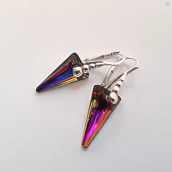 Сережки Hand Made з кристалами Сваровські Spike (Шип) кольору Volcano
