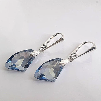 Серебряные длинные серьги с подвесками Swarovski