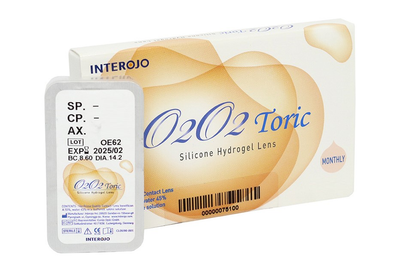 Контактні лінзи Interojo O2O2 toric (Упаковка - 6 лінз) ( CYL -1,75 )( AXE 160 ) 5,5