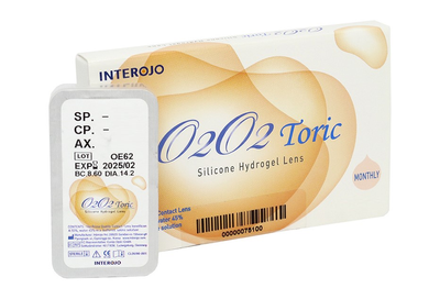 Контактные линзы Interojo O2O2 toric (1 линза) ( CYL -0,75 )( AXE 50 ) -5,5