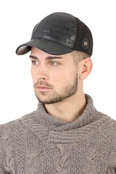 Бейсболка из плащевки с натуральной кожей 61 Shlyapka (SC40392)