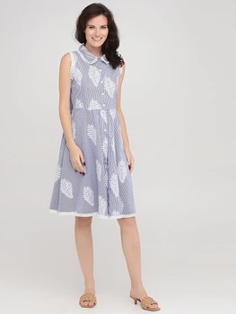 Сукня синє кежуал сукня клеш у смужку BEBE PLUS 22689 S (61142S) Синій