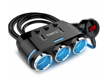 Автомобільний розгалужувач прикурювача YANTU 3 в 1 + USB 12/24 вольт Type B