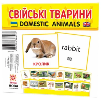 Карточки мини "Домашние животные" (110х110 мм) UA-ENG 65945