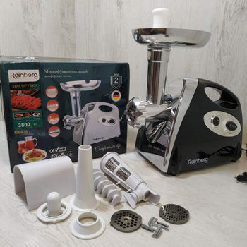 Мясорубка электрическая Rainberg RB-675 3800Вт с соковыжималкой Черная