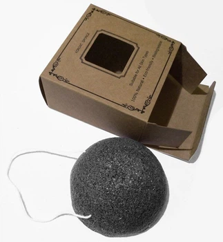 Спонж CS030 Конжаковый, 75*35, черный, крафтовая упаковка (Konjac конняку) Cosmo Shop