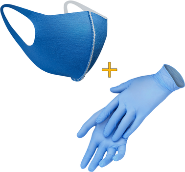 Маска-питта XoKo размер M с фиксацией Голубая + Перчатки в подарок (XK-MS-BLUM)