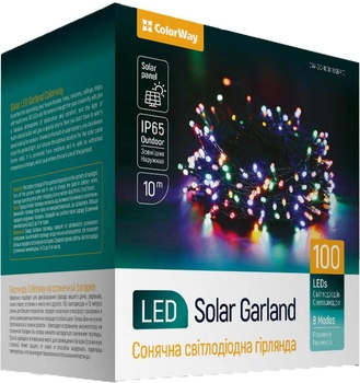 Светодиодная уличная гирлянда СolorWay на солнечной батарее 100 LED (IP65) 10 м Разноцветная (CW-GO-100L10SBMC)
