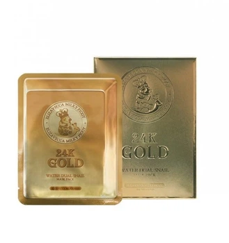 Омолаживающая тканевая маска с золотом и муцином улитки ELIZAVECCA 24k Gold Water Dew Snail mask 25 мл (8809520941686)
