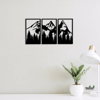 Панно из дерева Woodyard горы Mountain 60х115 см чёрное 007 4