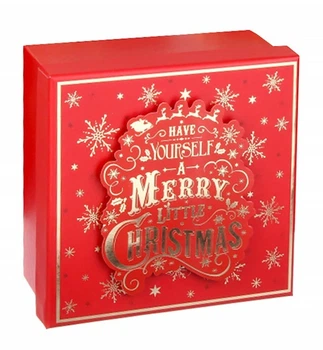Новорічна подарункова коробка "Christmas", 19х19х8, 5 см, колір червоний