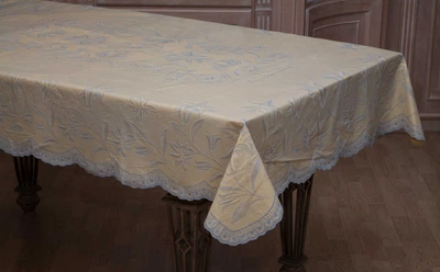 Сіро-блакитна вінілова скатертина Хорс-М 135х180см (106/13)