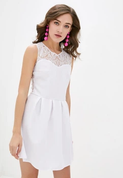 Женское коктейльное мини-платье с гипюром Подіум 21353-WHITE XS Белый