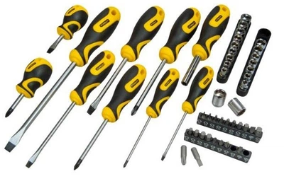 Викрутки 20 біт, SL,PH,Torx,H, 18 торцевих головок, сумка, набір 48шт Stanley (hoz0014104)