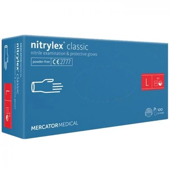 Рукавички нітрилові нестерильні непудровані Mercator Medical Nitrylex, Розмір L