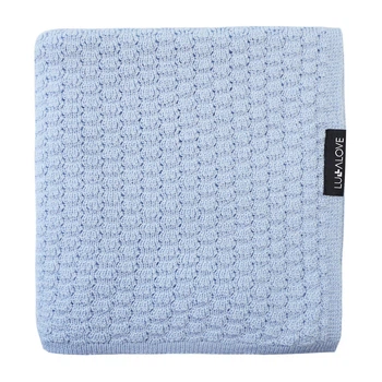 Еластичний вовнянй плед для немовлят LullaLove PREMIUM Merino Butterfly Baby Blue 80x100