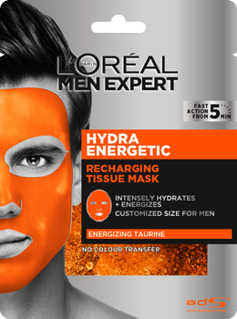 Тканевая маска для лица L'Oreal Paris Men Expert Hydra Energetic для мужчин 30 г (3600523704378)