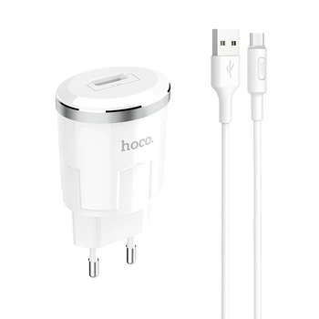 Зарядне мережеве HOCO C37A (1USB/2.4A) Micro USB Білий