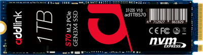 SSD диск AddLink S70 1TB NVMe M.2 2280 PCIe 3.0 x4 3D NAND TLC (ad1TBS70M2P)