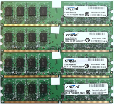 Комплект оперативной памяти Crucial DDR2 8Gb (4*2Gb) 800MHz PC2 6400U CL6 (CT25664AA800.M16FH) Б/У