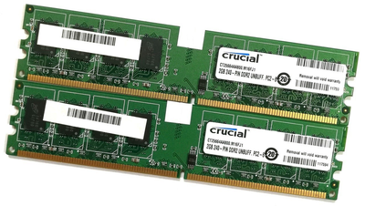 Пара оперативной памяти Crucial DDR2 4Gb (2Gb+2Gb) 800MHz PC2 6400U CL6 (CT25664AA800.M16FJ1) Б/У