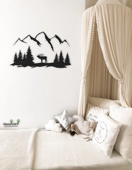 Панно из дерева Woodyard горы 75х43 см чёрное 0088 5