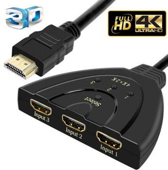 HDMI свич 4K из 3 х в 1 порт switch переключатель коммутатор свитч (566194583) Черный