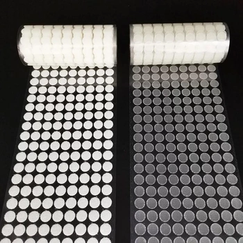 Комплект липучки кружки застежки 1000 шт + 1000 шт (1000 пар), самоклеящиеся, диаметр 15мм, белые (Velcro)